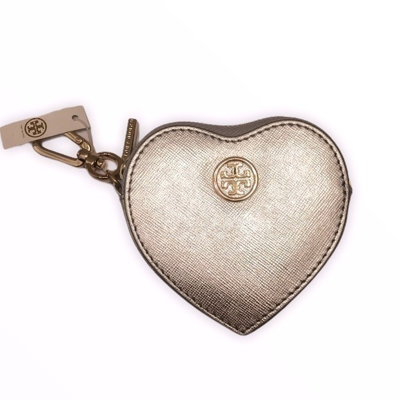Tory Burch clip in coin pouch silver